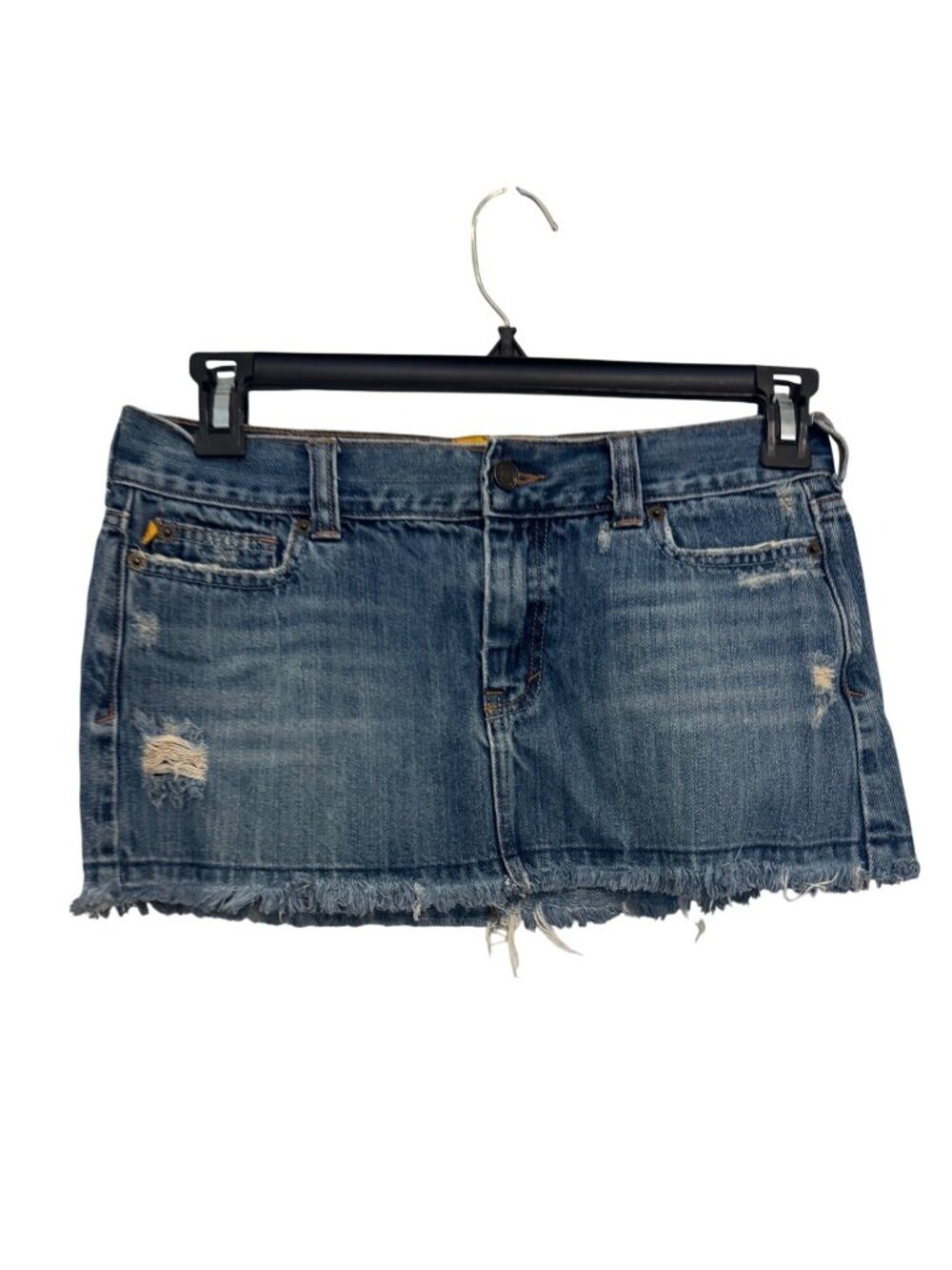 vintage Hollister Distressed Denim Mini Skirt Raw Hem 100% Cotton Size S Blue